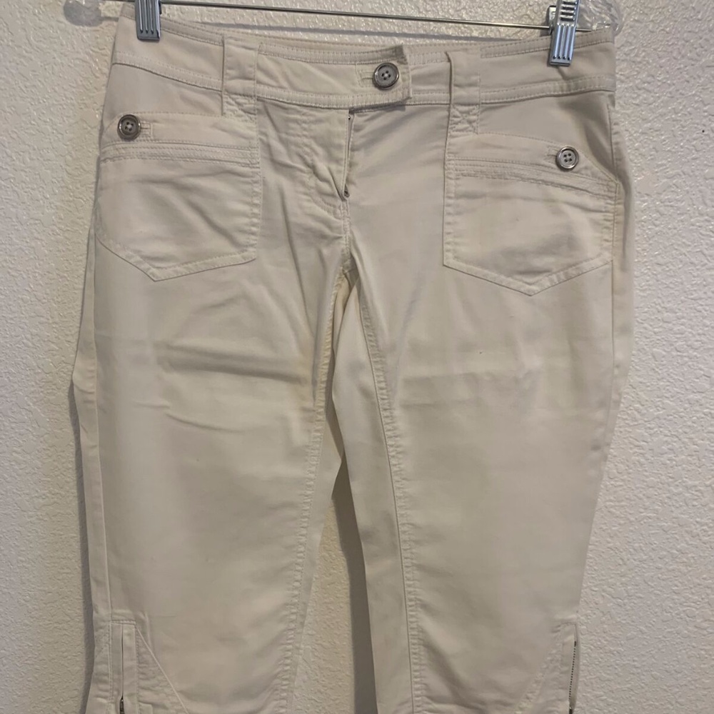 White House Black Market White Zipper Mid Rise Capri Crop Pant Woman's 00
